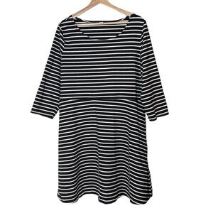 Old Navy Long Sleeve Striped Fit & Flare Mini Swing Dress Size XXL Black White